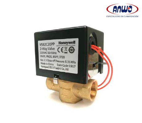 VÁLVULA FANCOIL HONEYWELL, RETORNO POR RESORTE 3/4 , TRES VÍAS, CONEXIÓN POR ...